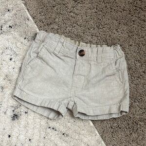 Beige Linen Blend Shorts